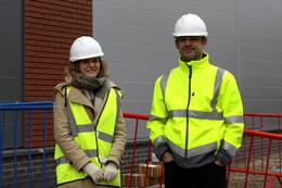 Matt Edgley (Datum COO) and Megan Lawless (Senior Digital Strategy Officer at Manchester City Council) outside Datum’s MCR2 data centre site in Wythenshawe